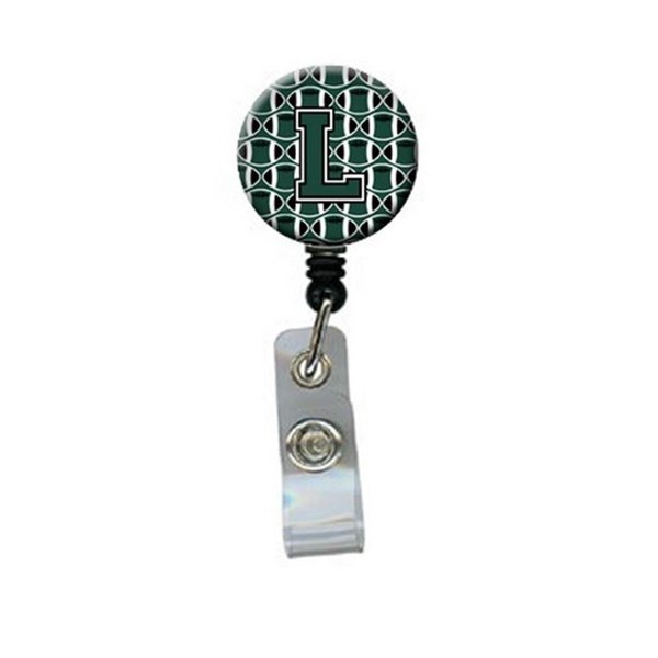 Carolines Treasures Letter L Football Green and White Retractable Badge Reel CJ1071-LBR